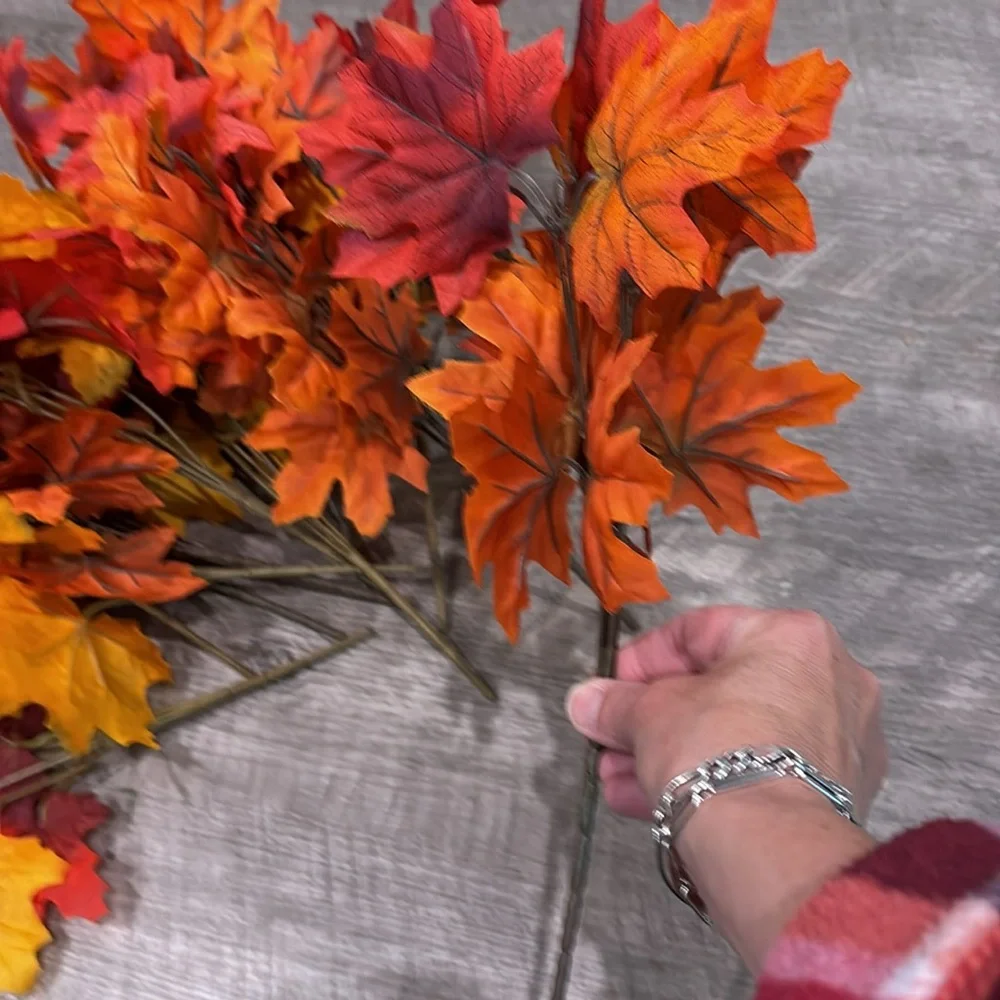 Autumn Maple Leaf 11 stem Bouquet - Vibrant Red, Orange and Yellow hues